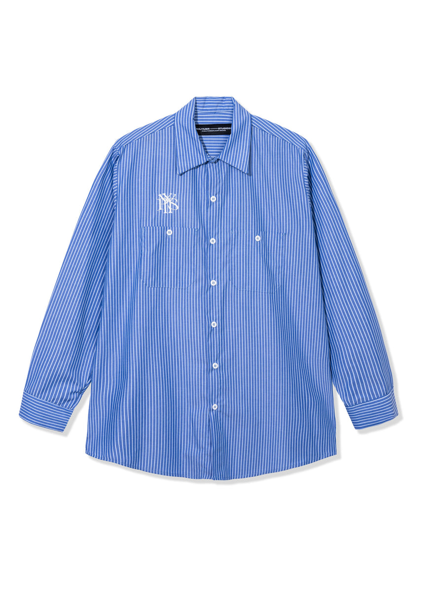 Blue Striped Industrial Work Shirt